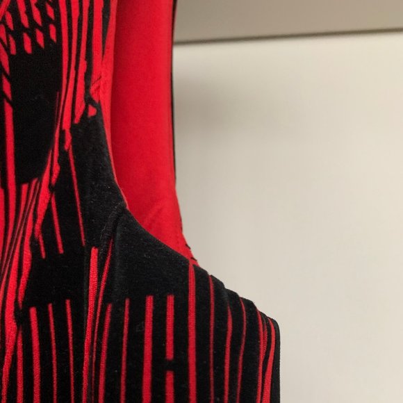 Calvin Klein Fit & Flare Velvet Scuba Dress, Red - Picture 9 of 14